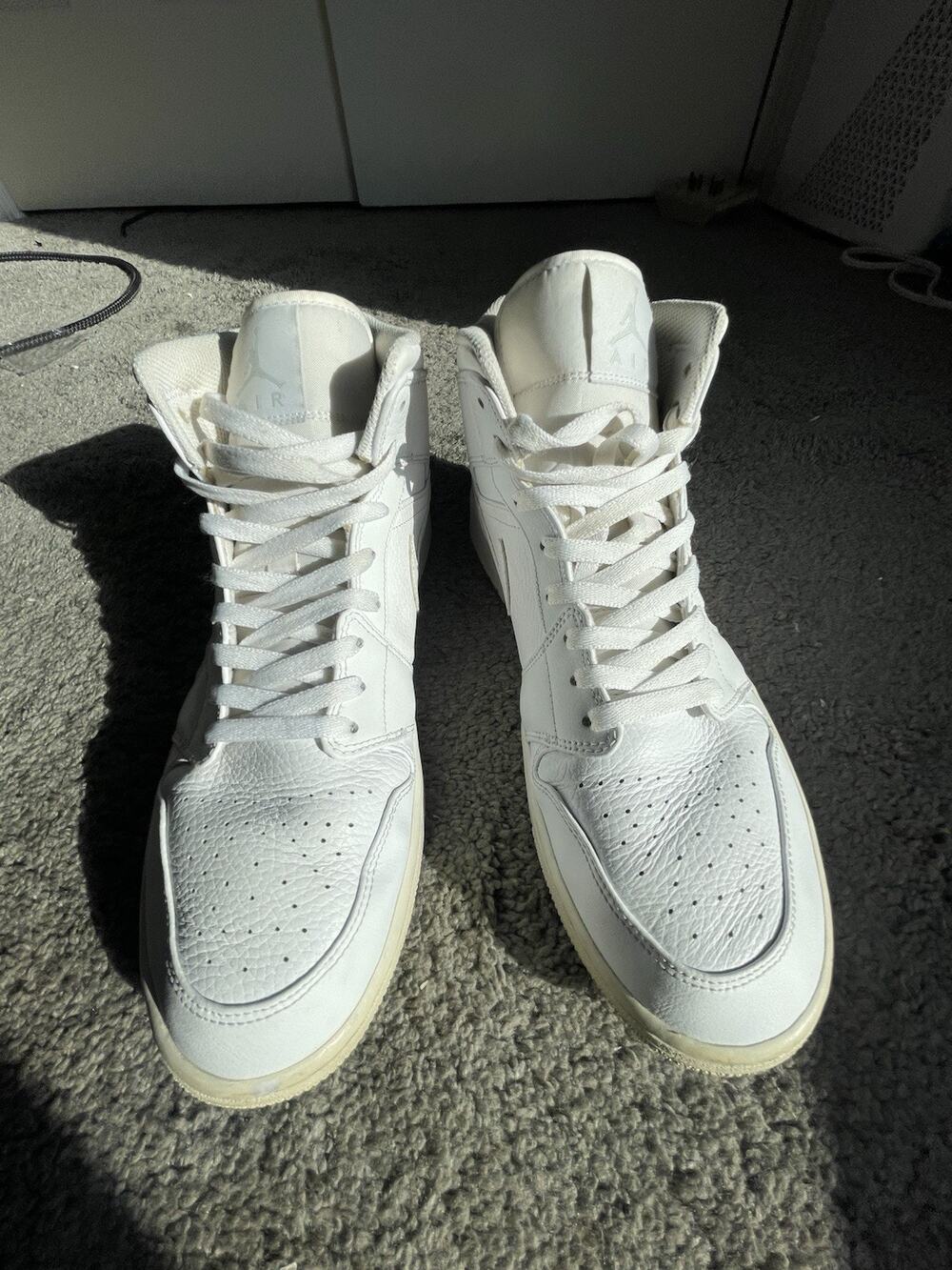 Nike Air Jordan 1 Mid White Men’s Sneakers 554724-109 Sz12.5